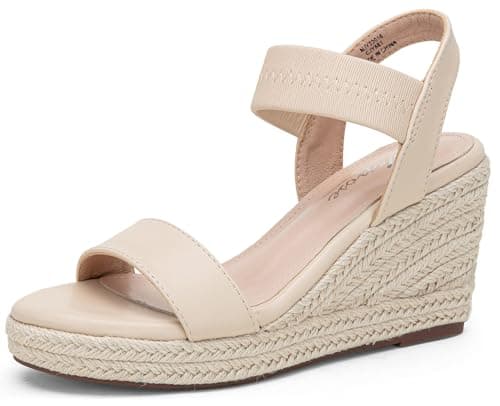 Vepose Women's Nude Pu Wedge Sandals Platform Espadrilles Open Toe Ankle Strap Comfortable Dressy Summer Shoes for Daily Travel Casual 881 Size 8.5 (CJY881 nudepu 08.5)