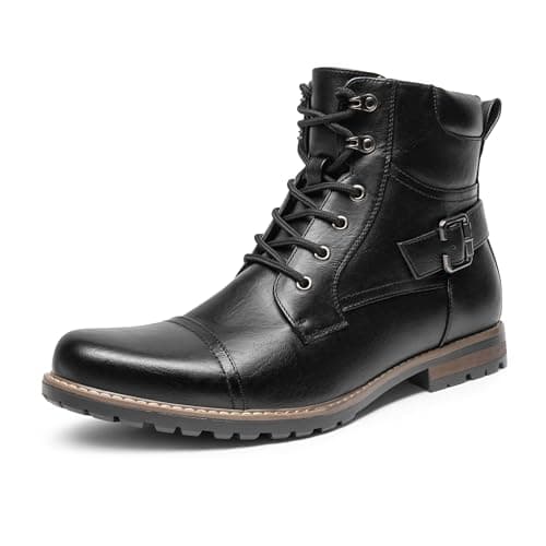 Bruno Marc Men's Motorcycle Combat Boots Casual Zipper Biker Boot, Black, Size 8.5 M US, PHILLY-3