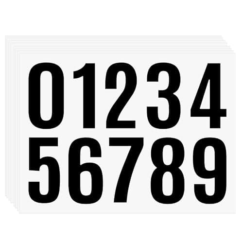 8 Sheets Waterproof Black 1.5 Inch Number Decals 0-9