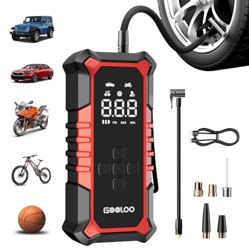 GOOLOO A6 Gear Tire Inflator Portable Air Compressor, 160 PSI Cordless Tire Inflator with Digital Pressure Gauge ＆LED Light, Air Pump for Car Tires, Bike, Motorcycle, Balls