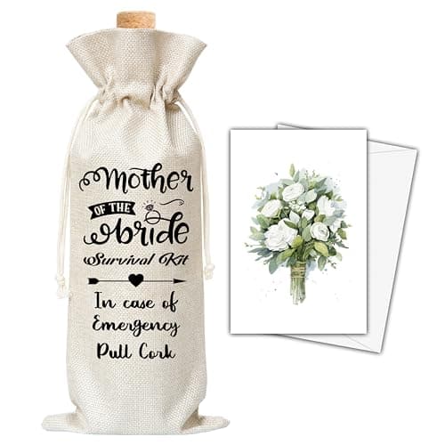 Mother Of The Bride Gifts Wine Bag & Card, Wine Bag Gifts For Mother-In-Law Bride's Mother From Bride Groom, Wine Bag For Bridal Shower Wedding Engagement Party, Mother of The Bride Survival Kit -31