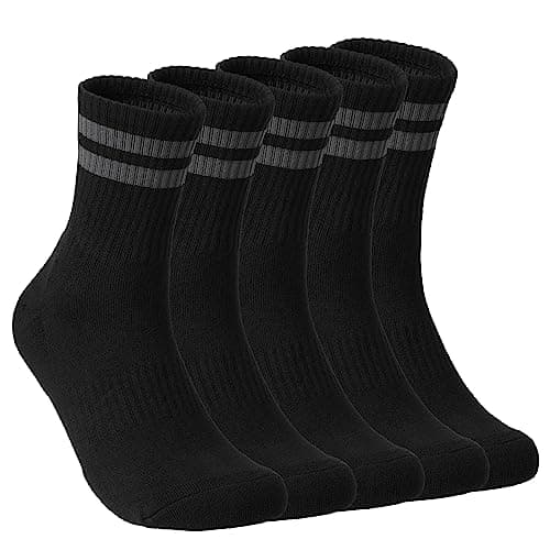 PERFECT CORNER Athletic Striped Cotton Quarter Socks, Cushioned, 5 Pairs