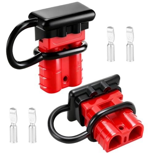 Mindow 50A 600V Red Battery Quick Connect/Disconnect with Dust Covers, Compatible with Anderson Connector, 8-12 AWG for Car/RV/Truck/Winch/Trailer/Traction System(2 Pcs)