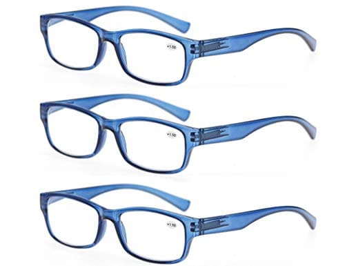 MODFANS 3-Pack Reading Glasses Men Women Readers with Spring Hinge&Pouch
