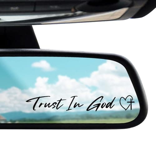 3 x Trust in God Cross Black Car Mirror Decal Stickers for Cars Rearview Mirror Decal for Women Cute Decals Vinyl Affirmation Stickers for Window, Mirror, Tumbler, and Water Bottle