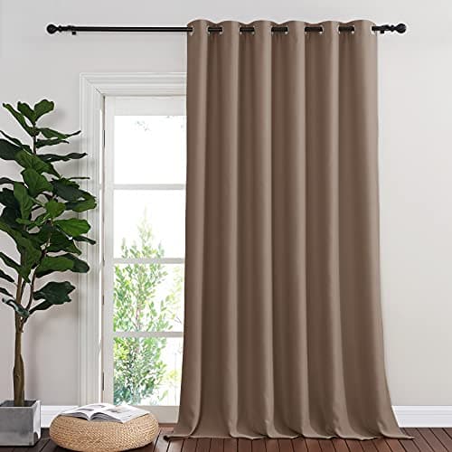 NICETOWN Blackout Blinds for Patio Door, Sliding Door Insulated Blackout Curtains, Extra Wide Curtain with Grommet Top for Villa/Hall/Parlor (Cappuccino, 1 Panel, 80” W x 108“ L)