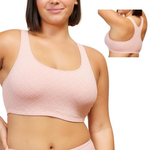 LEADING LADY, Serena, Wireless Sports Bra for Women, Light Support, Racerback, Dual-Layer Cotton, Full Coverage, Pink, Fits 42DD 42E 42DDD 42F 42G