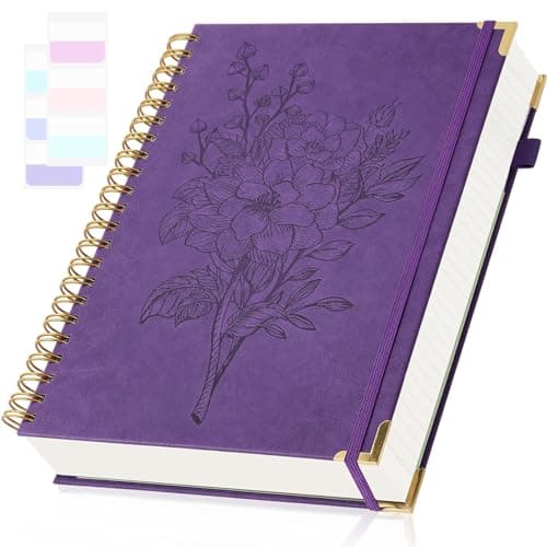 Journaling Notebooks 8.5" x 11", Hardcover Spiral Notebook, Leather Journal Notebook for Women Girls, College Ruled Notebook with Numbered Page, Pocket, Purple Large Organizer Notebook for Work School