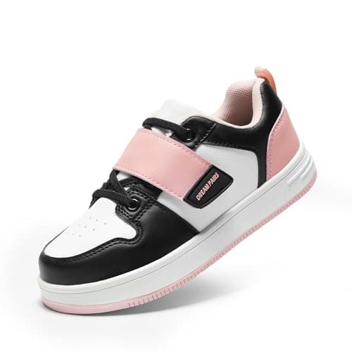 DREAM PAIRS Boys Girls Sneaker Low Top Basketball Shoes Kids LilLegends AlleyBall Walking Shoes for Sport Outdoor School,Size 11 Little Kid,Black/White/Pink,SDFS2420K