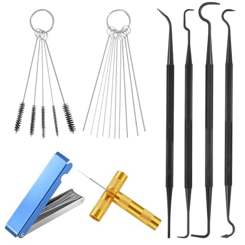 Tucnoeu Carburetor Cleaning Kit, Carburettor Jet Tools Includes 23 Carb Needles, 5 Nylon Brushes, 1 Scraper, and 4 Cleaner Hooks for Motorcycle, ATV, Chainsaw & Welder Maintenance
