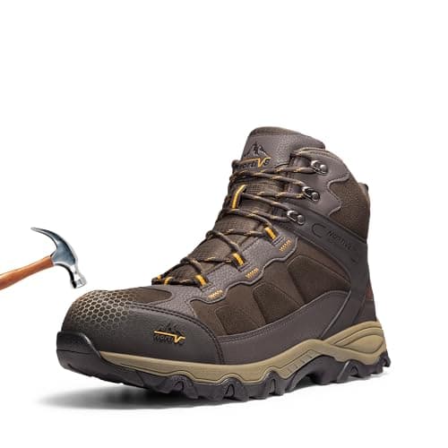 NORTIV 8 Waterproof Steel Toe Boots for Men Slip Resistant Safety Industrial Boots Paladin-Steel,Size 8.5,Brown-Suede,JS19004M-STEEL