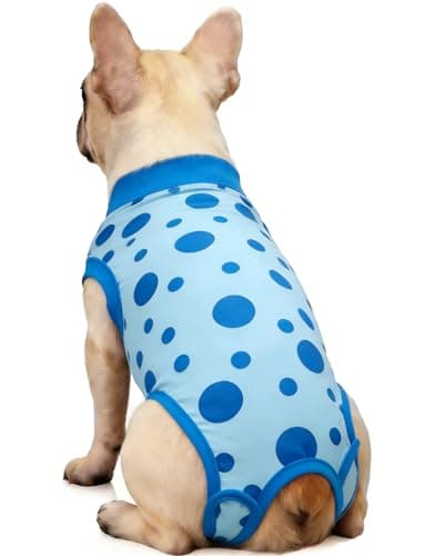 Dog Surgery Recovery Suit After Spay - Dogs Cone Alternative Onesie with Pee Hole, Breathable Anti Licking Neuter Post Surgical Dog Recovery Suit (Ice Blue, Large(Weight 25-35lb Back 17-22"))