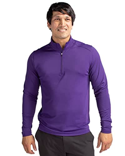Cutter & Buck mens Long Sleeve Virtue Eco Pique Recycled Quarter Zip Overknit Shirt, College Purple, Small US