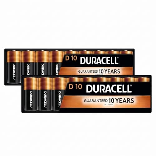 DURACELL Coppertop D Batteries,D Battery with Long-Lasting Power,All-Purpose Alkaline Battery for Household and Office Devices,10 Count (Pack of 2)