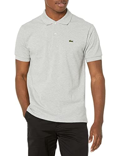 Lacoste Men's Original L.12.12 Heathered Petit Piqué Cotton Polo Shirt, Silver Chine, Large