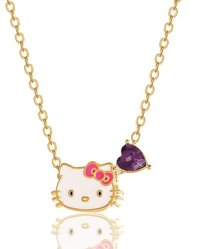 Hello Kitty Sanrio February Birthstone Necklace 16+2"