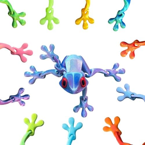 helloamz 3D Printed 7.92-inch Magnet Frog Refrigerator Magnet, Articulated 3D Printed Animals Refrigerator Magnet, Can be Used for Refrigerator/Car Decoration. (Light Blue-Gray)