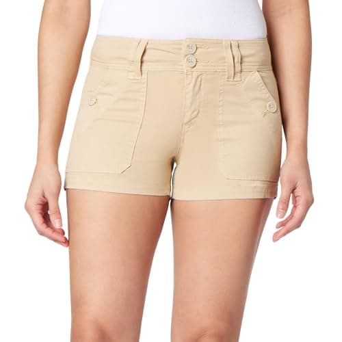 WallFlower Women's Luscious Curvy Feisty Twilll Shorts, Pale Khaki, 13