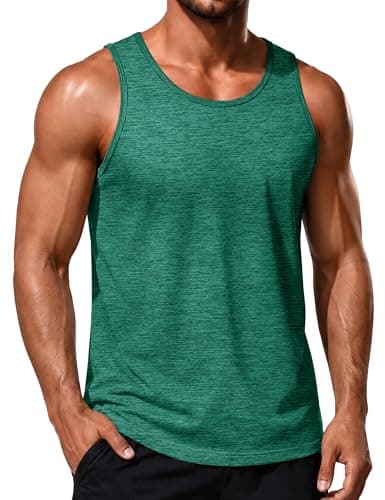 MAGCOMSEN Men's Tank Top Quick Dry Workout Gym Sleeveless Muscle Shirt Summer UPF 50+ Athletic Running Tops Green M
