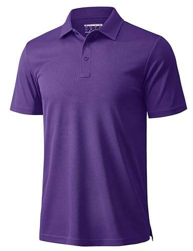 MAGCOMSEN Men's Polo Shirts Short Sleeve Golf Quick Dry Collared Moisture Wicking Athletic Performance Polos Purple S