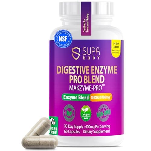 SUPABABY Digestive Enzymes for Women – Vegan Pro Blend with Makzyme-Pro™ & Probiotics – Gut & Bloating Support, 60 Capsules