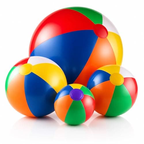 Inflatable Beach Balls (4-Pack) Rainbow Pool Ball Toys in 4 Assorted Sizes
