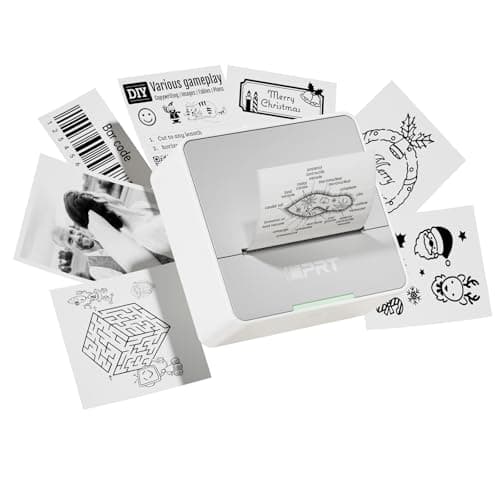 iDPRT Mini Sticker Printer Machine with 1 Roll Sticker Paper, Portable Thermal Printer for Study, Grey