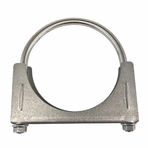 Universal 5 Inch U-Bolt Exhaust Clamp, Heavy Duty Stainless Steel Saddle Style Fastener for Automotive Exhaust Pipe Sleeve Joint and Connection