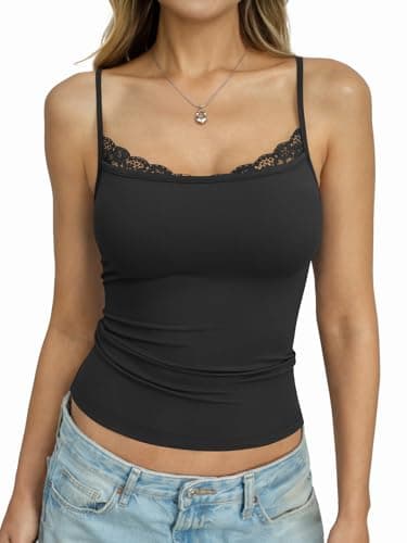 EasyGala Womens Lace Camisole Tank Tops Spaghetti Strap Square Neck Shirts