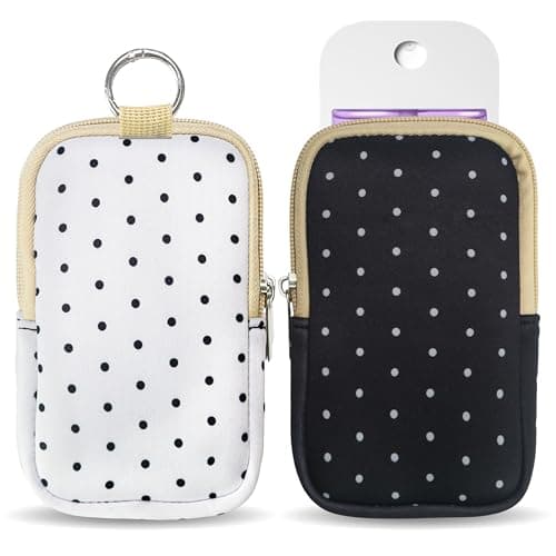 Jusen 2PCS Hand Sanitizer Spray Case, Hand Sanitizer Holder, Mini Zippered Pouch, Small Makeup Bag for Women Friends Girls Gifts Idea (Polka Dots)