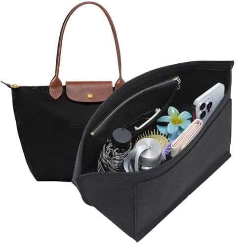 Doxo Felt Purse Organizer Insert for Longchamp Le Pliage Large, Black