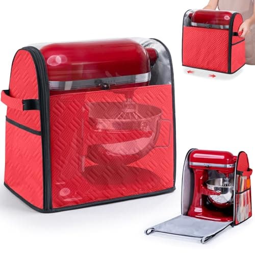 BAGSPRITE Full Open Stand Mixer Cover with Slider Base Compatible with KitchenAid 4.5/5 Qt Bowl-Lift Mixers – Dustproof Quilted Kitchen Aid Mixer Cover with Pockets for Accessories & Attachments