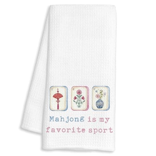 FTKBGHY Funny Mah Jong Kitchen Towels, Gifts for Mahjong Lovers Women, Mahjong is My Favorite Sport Decorative Dish Hand Tea Towels for Bathroom Kitchen, 16x24 Inch