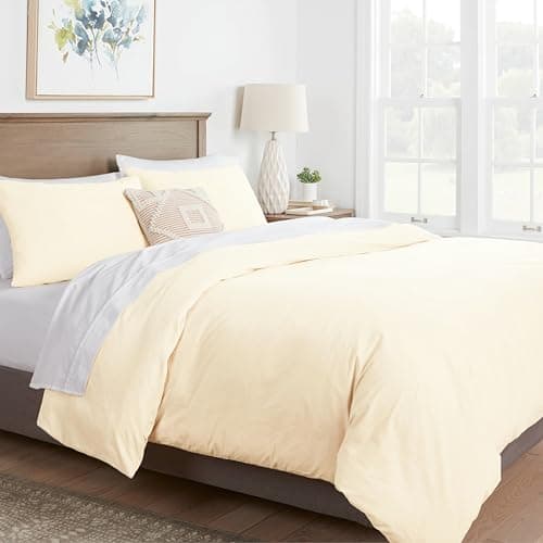 Mayfair Linen 100% Egyptian Cotton Oversized Duvet Cover - Luxury 600 Series Voyage Collection Cotton Oversized Duvet Cover Set (Ivory), Cooling Comforter Covers with Zipper Closure, 7 Corner Ties
