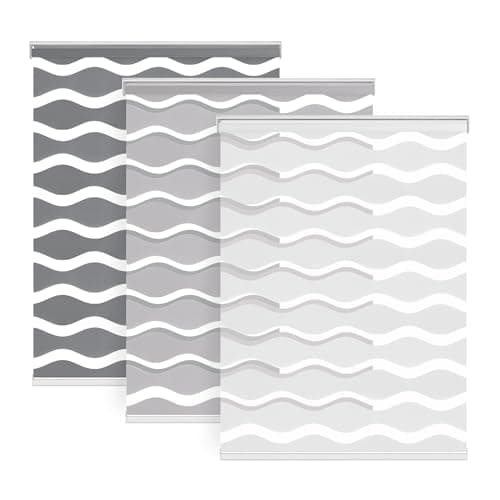 LazBlinds No Drill Cordless Zebra Blinds, 20" W x 72" H, Grey