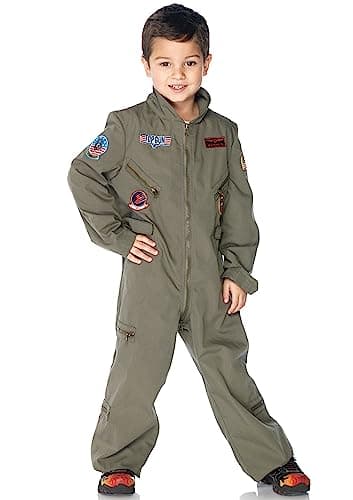 Leg Avenue Boys Top Gun Boys Flight Suit, SMALL, Khaki