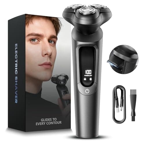 Electric Razor for Men, 3D Flex Blades with Pop‑Up Trimmer, Misty Gray