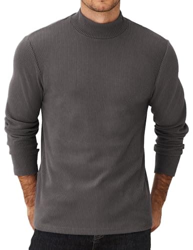 COOFANDY Men's Half Turtleneck Sweater Ribbed Knit Pullover Casual Top