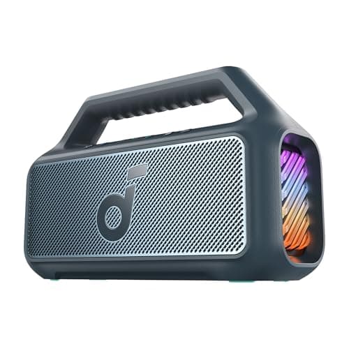 Soundcore Boom 2 By Anker, Outdoor Speaker, 80W, Subwoofer, BassUp 2.0, 24H Playtime, IPX7 Waterproof, Floatable, RGB Lights, USB-C, Custom EQ, Portable for Camping and Beach - Blue