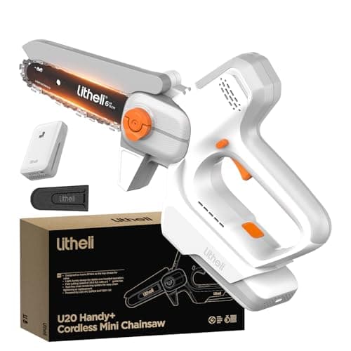 Litheli 6-Inch Mini Chainsaw Cordless, 20V 2.0Ah Battery Powered Handheld Electric Chainsaw with 24.6ft/s Chain Speed, 300W Small Portable Pruning Saw for Tree Trimming, Branch Cutting & Gardening