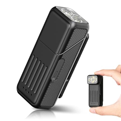 Rechargeable EDC Flashlight, Mini Flashlights Clip-on Light Type-C Charging, Small Flashlight with SOS Mode, Magnetic Pocket Flashlights for Outdoor Camping, Emergency (Black)