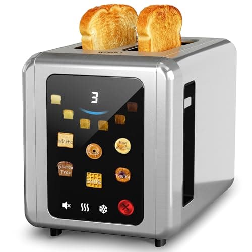 WHALL Full Touch Screen Toaster 2 Slice, Smart Toaster for Bread, Silver