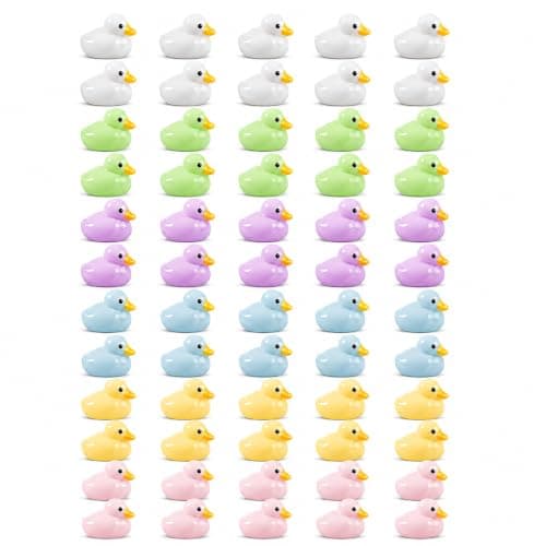 HWSDSGO Mini Resin Ducks, 6 Colors, 60 Pack