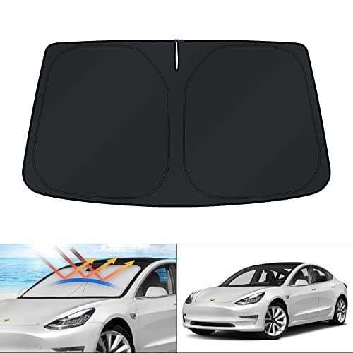 KUST Windshield Sun Shade for 2017-2023 Tesla Model 3 Accessories Sunshade Window Sun Visor Protector Foldable Blocks UV Rays Keep Your Car Cooler(Not for 2024 Model 3)