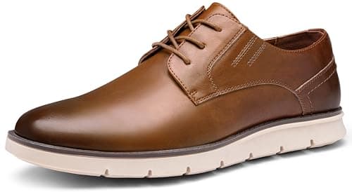 Jousen Mens Dress Shoes Casual Sneakers for Men Oxford Comfortable Business Shoe (AMY9008A Brown 11)