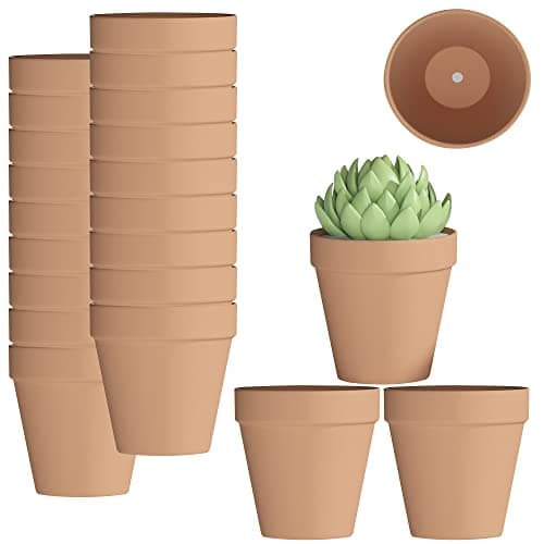 Fcacti 3 Inch Terra Cotta Pots with Drainage - 22 Pack Clay Flower Pots, Succulent/Cactus Nursery Pots,Small Terracotta Pots Great for Plants, Crafts, Wedding Favor