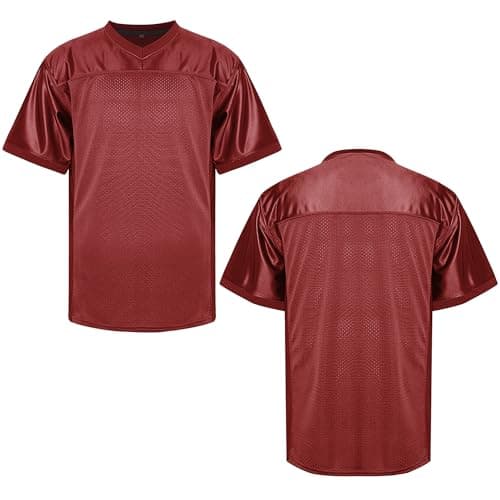 MESOSPERO Blank Football Jerseys for Men,Mesh Polyester Plain Football Shirt Pullover Sports Clothing Black White Grey Yellow(#Blank Claret,3X-Large)
