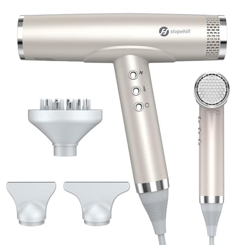 slopehill Professional Hair Dryer with Diffuser, Ionic Hair Dryer,Lightweight Compact Powerful & Fast Salon Blow Dryer with High Speed Brushless Motor, Travel Hairdryer, Women & Men (Ceramic, Stone)
