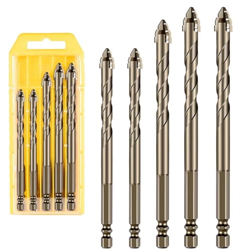 4 Tooth Drill Bit High Strength Eccentric Drill Bit Set for Metal/Wood/Glass/Cement. Four Blade Serrated Eccentric Drill bits, Serrated Drill bit setShort bits,Dry Drills,5 Piece Sizes: 6+6+8+10+12mm
