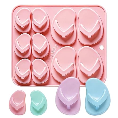 Flip Flop Silicone Mold, 12-Cavity, 16.3x14.1 cm, Pink